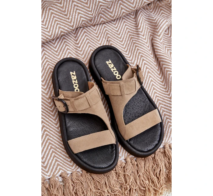 Dámské Semišové Pantofle Na Platformě Béžové model 21682483 - Zazoo