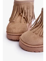 Zateplené dětské sněhule s ozdobnými třásněmi Béžová Nimia Zateplené dětské sněhule s ozdobnými třásněmi Béžová Nimia