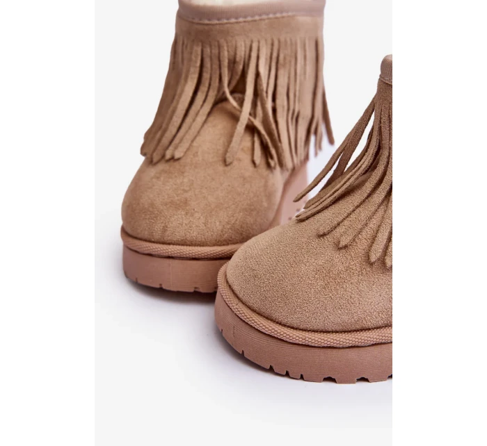 Zateplené dětské sněhule s ozdobnými třásněmi Béžová Nimia Zateplené dětské sněhule s ozdobnými třásněmi Béžová Nimia