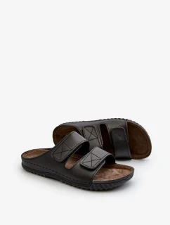 Pohodlné pánske papuče so suchým zipsom Inblu Black