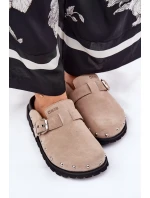 Dámske semišové papuče na platforme Big Star - béžové Dámske semišové papuče na platforme Big Star - béžové