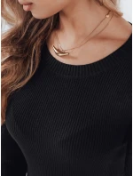 Dámský žebrovaný svetr černý Dstreet model 21990945 - FashionStreet