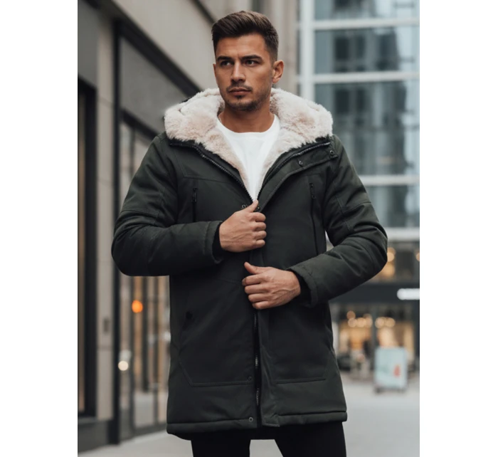 Pánská zimní bunda parka s kapucí zelená Dstreet model 21995065 - FashionStreet