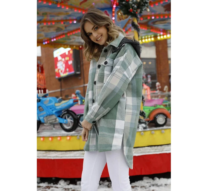 Zelená dámská košilová bunda model 18359824 - Ann Gissy Zelená dámská košilová bunda model 18359824 - Ann Gissy