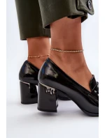 Dámské lakované lodičky na podpatku černé D&A model 21655956 - S.Barski