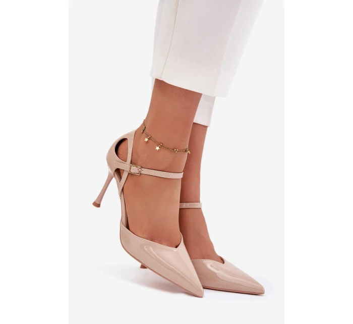 Lakované podpatky s páskem béžové Tarilin Lakované podpatky s páskem béžové Tarilin