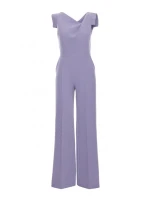 S407 Elegantný overal s asymetrickým výstrihom - holubičia sivá