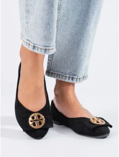 Pekné dámske čierne balerínky bez podpätku