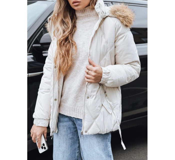 Dámská zimní prošívaná bunda s kapucí bílá Dstreet model 21993133 - FashionStreet