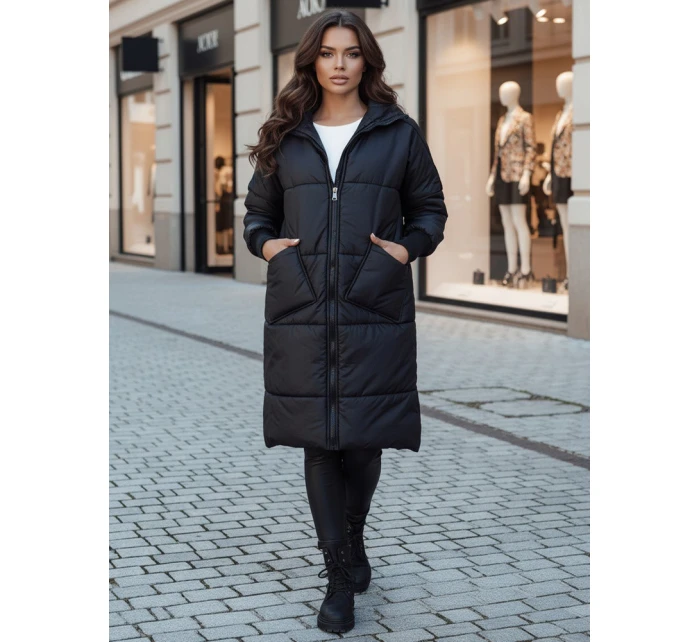 Dámský oversize kabát prošívaný černý Dstreet model 21995428 - FashionStreet Dámský oversize kabát prošívaný černý Dstreet model 21995428 - FashionStreet