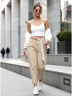 Jeansy damskie mom fit z wysokim stanem beżowe model 22092268 - FashionStreet