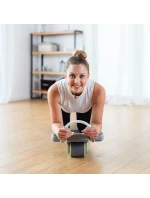 KA08 SIVÁ ABS AUTOMATICKÉ BRUŠNÉ SVALOVÉ CVIČENIE KOLESO S LCD DISPLEJOM A NABÍJANIE HMS