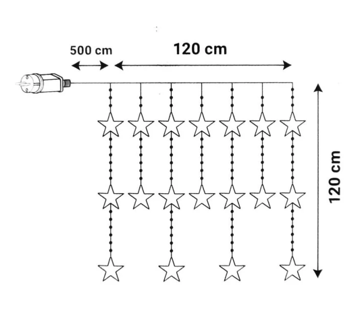 Svetelné závesy na vianočný stromček 120x120 CM 235LED WHITE STARS