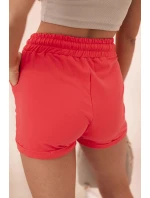 Dámske bavlnené šortky s elastickým pásom malinové