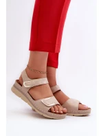 Pohodlné dámske sandále na suchý zips, béžové Iphiope
