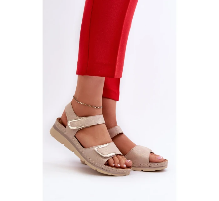 Pohodlné dámske sandále na suchý zips, béžové Iphiope