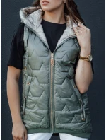 Dámská prošívaná vesta s kapucí zelená Dstreet model 21979338 - FashionStreet
