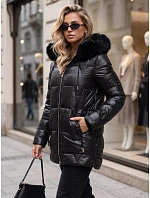 Dámska zimná prešívaná bunda s kapucňou, čierna, FashionStreet TY5755 Dámska zimná prešívaná bunda s kapucňou, čierna, FashionStreet TY5755