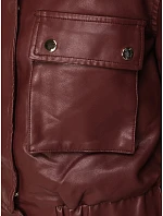 Kurtka damska skórzana z kapturem bordowa model 22341070 - FashionStreet