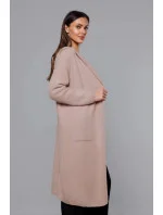 Dlouhý béžový vlněný přehoz přes oblečení typu alpaka s kapucí model 18059173 - MADE IN ITALY Dlouhý béžový vlněný přehoz přes oblečení typu alpaka s kapucí model 18059173 - MADE IN ITALY