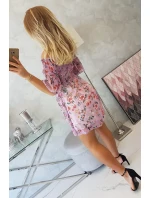 Španielske šaty s kvetinovým motívom fialovej