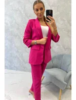 Elegantný set saka a nohavíc fuchsiovej farby