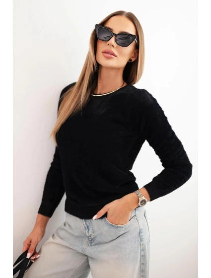 Dámský svetr z alpaky s kulatým výstřihem černý