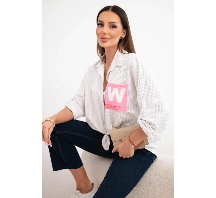 Dámská bavlněná košile s pásky a vázáním béžová