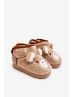 Kapcie Dziecięce Ocieplane Z Misiem Beżowe Eberra