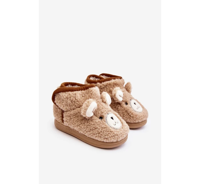 Kapcie Dziecięce Ocieplane Z Misiem Beżowe Eberra