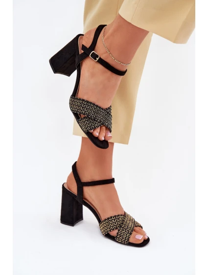 Dámské sandály na podpatku černé model 21702328 - Boto