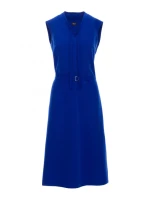 Šaty áčkového střihu s vázáním a výstřihem do V  modré model 21154776 - STYLOVE