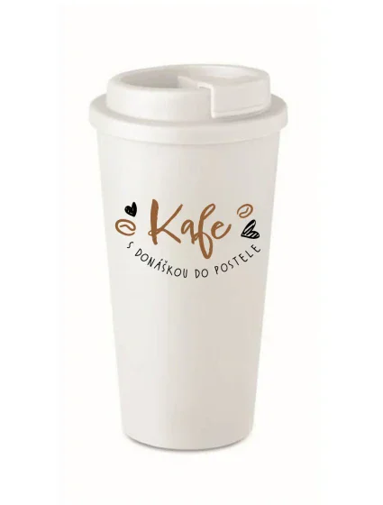 KAFE S DONÁŠKOU DO POSTELE - bílý termohrnek 475 ml KAFE S DONÁŠKOU DO POSTELE - bílý termohrnek 475 ml