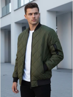 Pánska prešívaná bunda bomber zelená TX2216