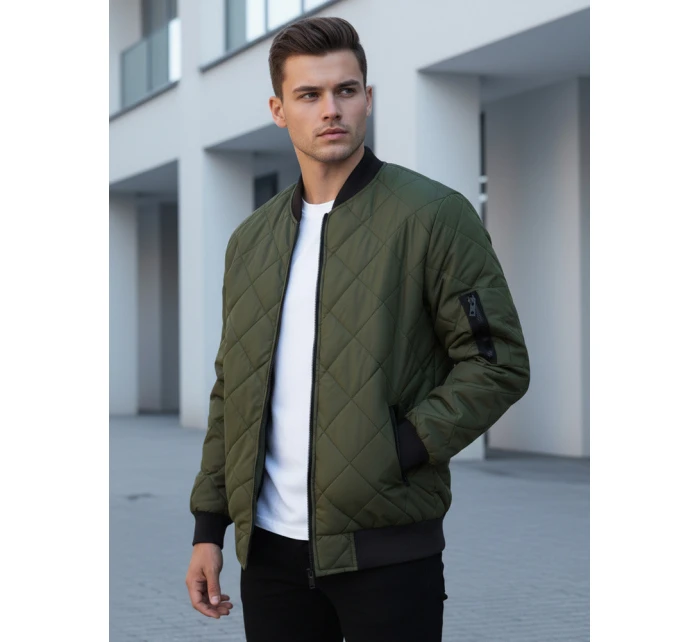 Pánska prešívaná bunda bomber zelená TX2216 Pánska prešívaná bunda bomber zelená TX2216