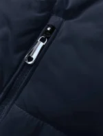 Tmavomodrá krátka dámska páperová vesta so stojačikom (16M9092-215)