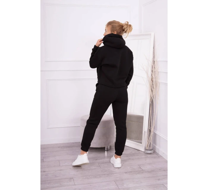Zateplená souprava s mikinou model 18747965 ve spodní části černé barvy - K-Fashion Zateplená souprava s mikinou model 18747965 ve spodní části černé barvy - K-Fashion