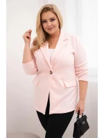 Dámská viskózová bunda Plus Size s dlouhým rukávem a límcem cukrově růžová Dámská viskózová bunda Plus Size s dlouhým rukávem a límcem cukrově růžová