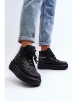 Zazoo 3392/X Damskie Skórzane Buty Sportowe Na Platformie Czarne
