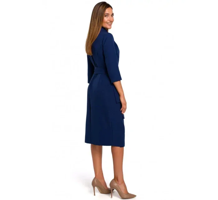 Dámske zavinovacie šaty so zaväzovaním S175 tmavomodré - štýlové