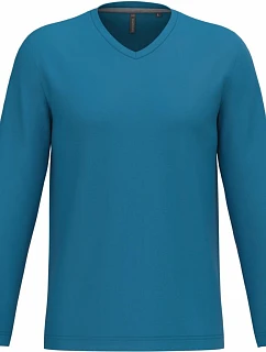 Kariban K 358 Pánske tričko s výstrihom do V a dlhými rukávmi 20.K358 tropical blue