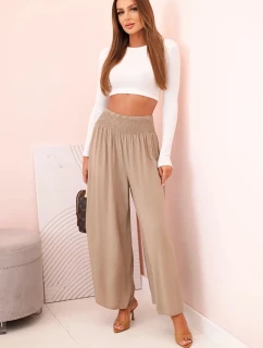 Dámske viskózové nohavice s elastickým pásom camel