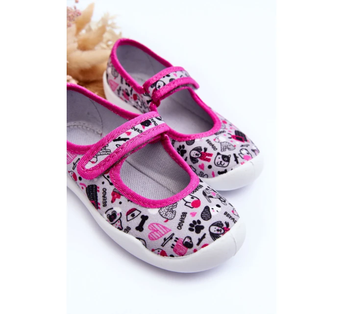 Dziecięce Papcie Baleriny Befado 114X521 Szaro-Różowe