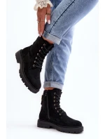 Damskie Botki Workery Na Suwak Czarne Ninsuni Damskie Botki Workery Na Suwak Czarne Ninsuni