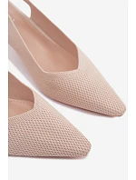 Textilné sandále na podpätku Beige Delessa
