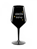 Vianočný pohár - čierny nerozbitný pohár na víno 470 ml