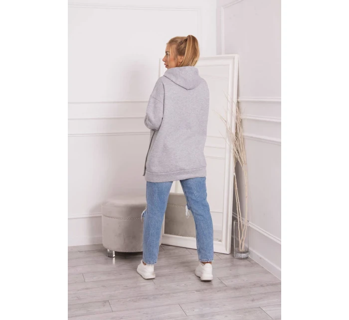 Zateplená mikina so zapínaním na cvoky sivá