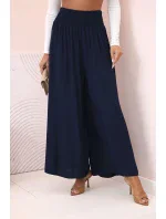 Dámské viskózové kalhoty s elastickým pasem námořnická modř