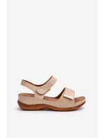 Pohodlné dámské sandály na suchý zip béžové model 21661112 - EVENTO