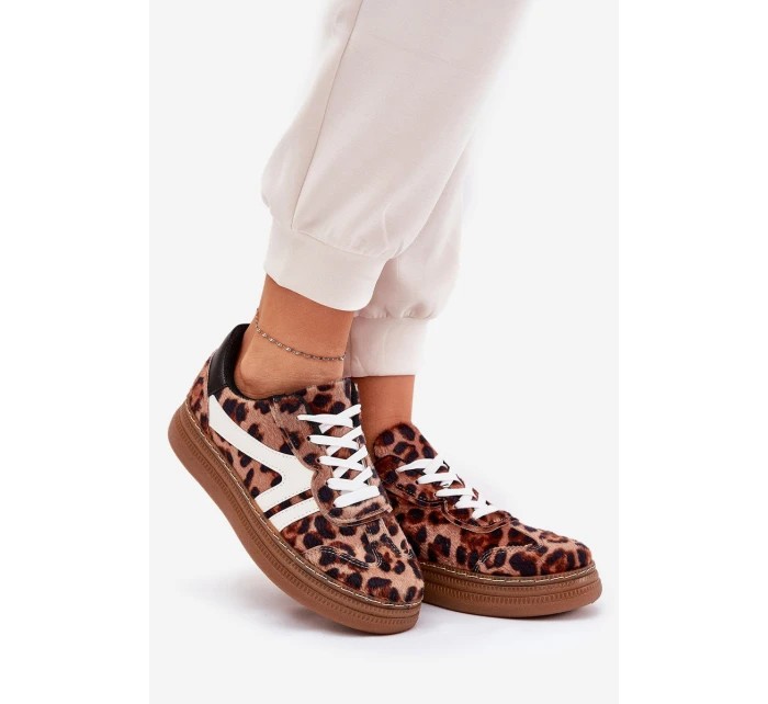 Damskie Sneakersy Na Platformie Panterka Brązowe Totter Damskie Sneakersy Na Platformie Panterka Brązowe Totter
